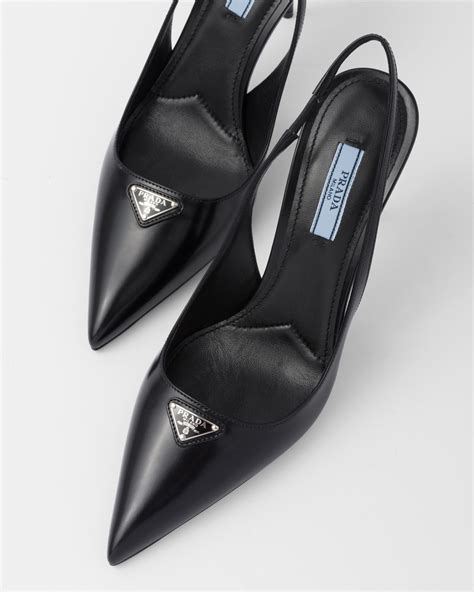 scarpe decollete prada|Décolleté slingback in pelle spazzolata Nero .